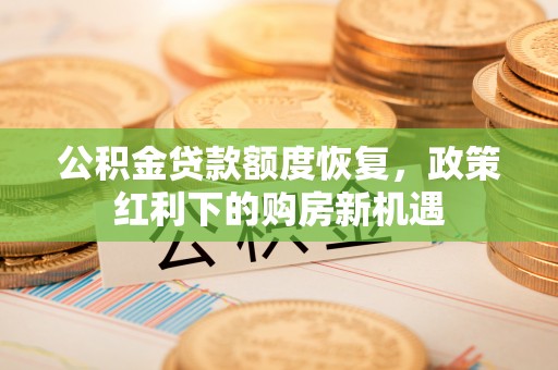 嘉陵公积金贷款额度恢复，政策红利下的购房新机遇