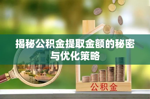 嘉陵揭秘公积金提取金额的秘密与优化策略
